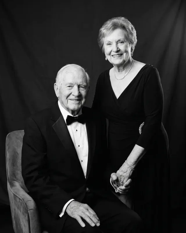 Concept portrait of an older couple dressed for a celebration